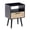 Black, variant on Hassch Rattan Woven Nightstand with Solid Wood Legs, 2-Tier Bedside Table with Wicker Drawer & Aluminum Handle, 15.75"L x 11.81"W x 22.05"H, Black