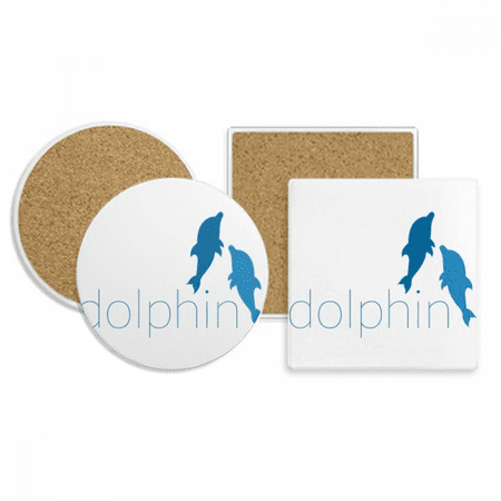 

Blue Ocean Docile Two Dolphin Coaster Cup Mug Holder Absorbent Stone Cork Base Set