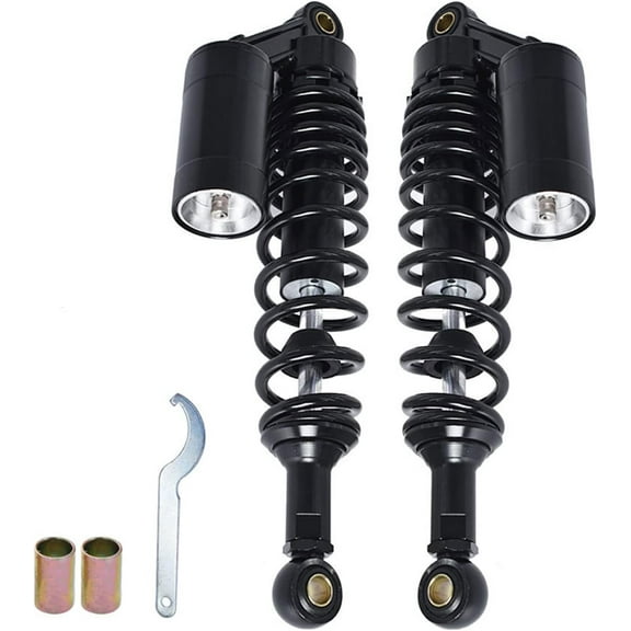 SHZAITOR Rear Adjustable Suspension Shock Motorcycle Absorber Universal Replacement for Honda Yamaha Black a Pair