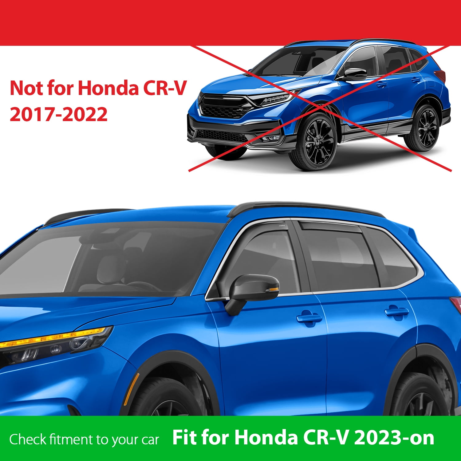 Goodyear Side Window Wind Deflectors for Honda CR-V 2023-2026, In-Channel Rain Guards, Window Visors / Vent Visors, Car Window Deflector Set, Exterior Accessories, 4 pcs – GY008481
