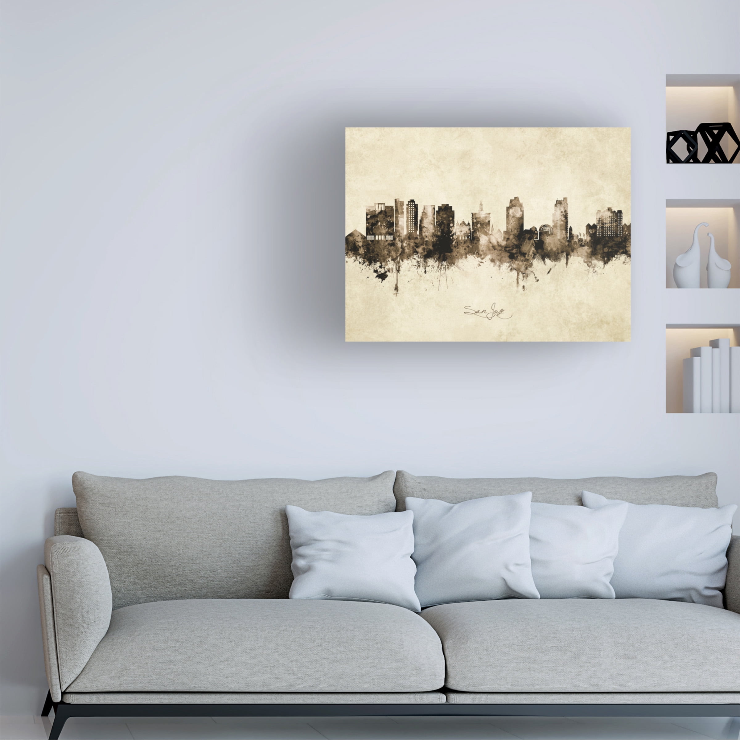 Michael Tompsett 'San Jose California Skyline Vintage' Canvas Art