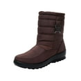 thumbnail image 2 of Wavsuf Winter Boots for Women Wide Waterproof Chunky Slip Resistant Short Ankle-High Brown Shoes Size 35, 2 of 4