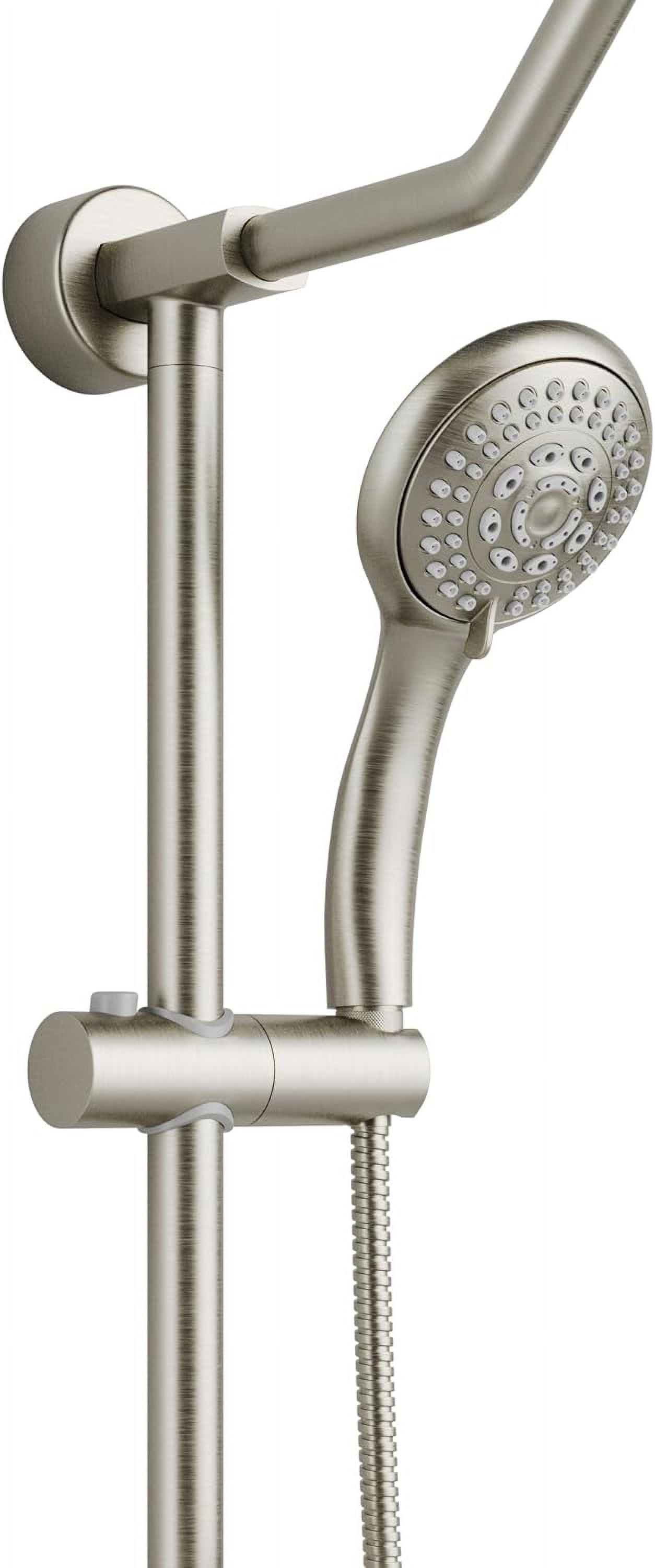 Kauai III 8-in Rain Showerhead Shower System with Slide Bar and Integrated Soap Dish Brushed Nickel 1.8 GPM