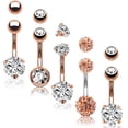 thumbnail image 1 of BodyJ4You 5PCS Belly Button Rings 14G Rose Goldtone Stainless Steel CZ Navel Body Piercing Jewelry Set, 1 of 6