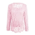 thumbnail image 4 of QIJUNTUO ​Women's Boho Crochet Square Neck Blouse With Flowy Sleeves For Coastal Chic Style And Beach Wedding Guest Attire​ Pink, 4 of 5