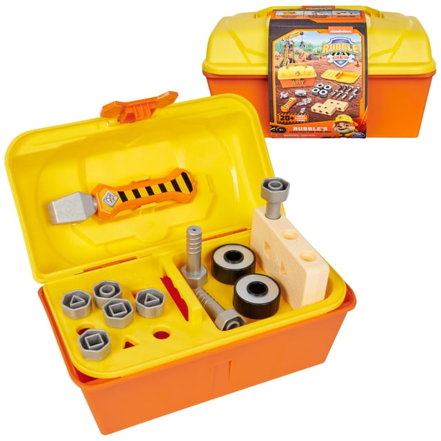 Caja de herramientas de construcción Rubble & Crew con juego de herramientas de 4 piezas
