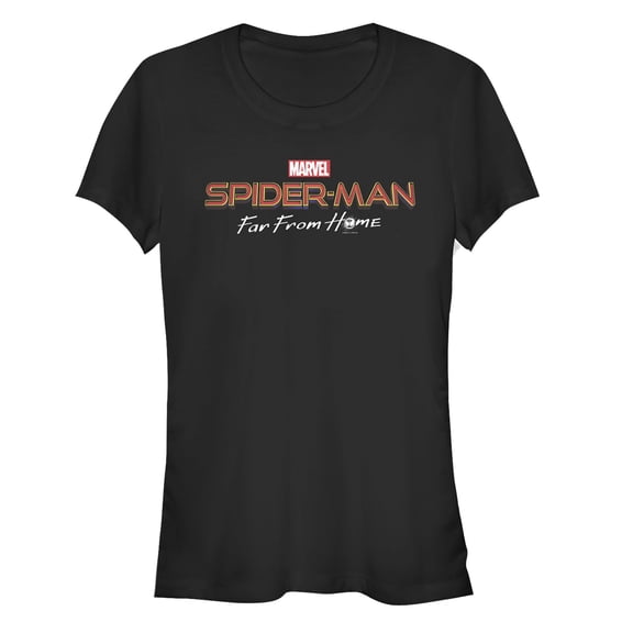 Junior's Marvel Spider-Man: Far From Home Classic Logo  Graphic Tee Black X Large