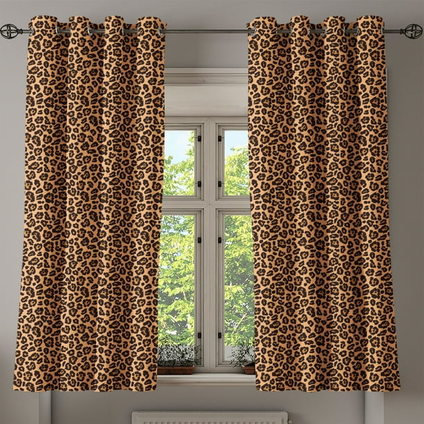 Leopard Print Grommet Curtain, Orange Color Leopard Texture ...