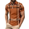 thumbnail image 6 of MQLKF Mens Printed Checked Striped Shirt Zipper Sport Shirt Short Sleeve Top Stylish Comfortable Breathable Handsome Men's Polo Shirt, 6 of 6