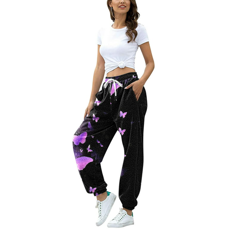 Bebiullo Women's Casual Jogger Thick Sweatpants Cotton High Waist Workout  Pants Cinch Bottom Trousers with Pockets 