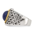 thumbnail image 3 of Sterling Silver Antiqued with Gold-plated Accent Polished Round Lapis Cabochon Woven Pattern Ring, 3 of 6