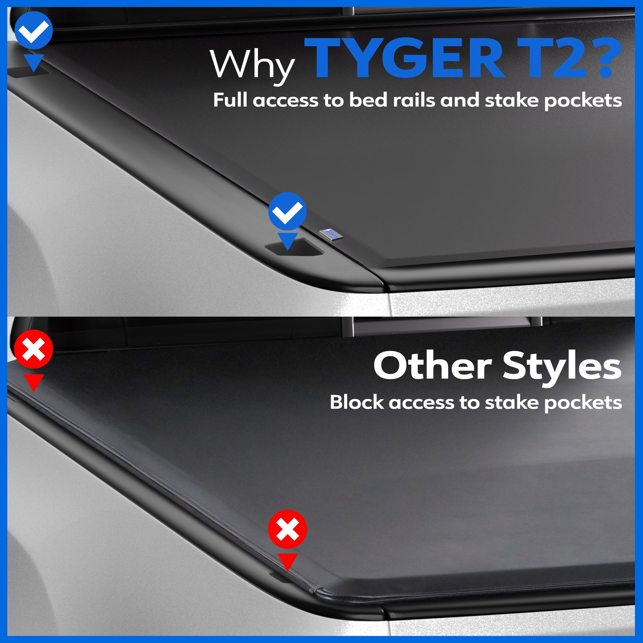 Tyger Auto T2 Low Profile Soft Roll-up Truck Bed Tonneau Cover Compatible with 2022-2026 Toyota Tundra | 5.5' (67") Bed | TG-BC2T6062