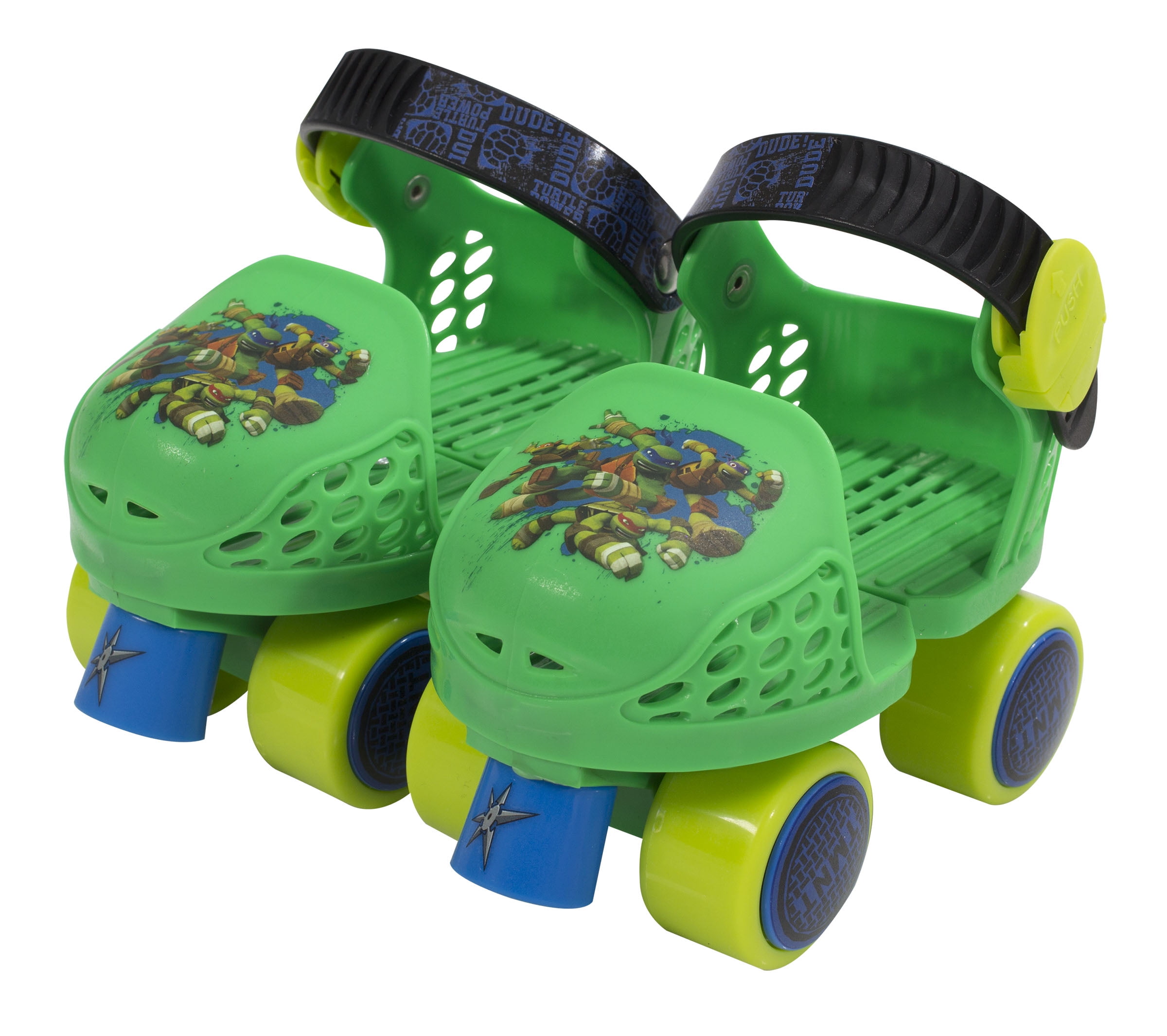 Junior Size 6-12 Green/Blue PlayWheels Teenage Mutant Ninja Turtles Roller Skates with Knee Pads