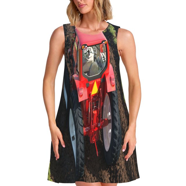 Balery farm work Vestidos de verano para mujer con estampado: vestido holgado sin mangas, vestido playero informal y cómodo para días calurosos.