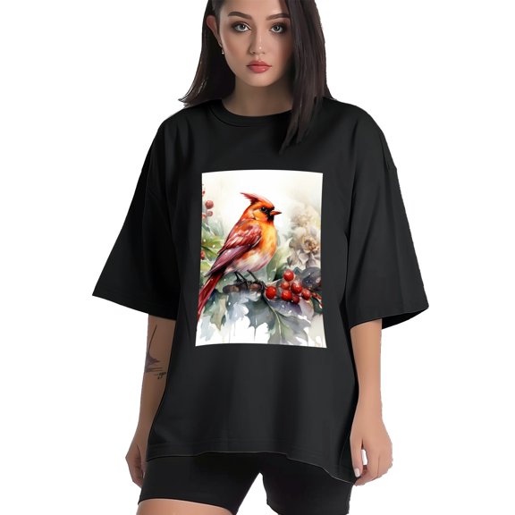 Plus Size Shirt for Women Black Tops for Women Short Sleeves Shirt for Women Red-Browed Bird 4 T Shirt Crewneck Shirt for Women XS