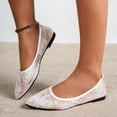 thumbnail image 5 of Gpaecead Women's Lace Ballet Flats Pointed Toe Breathable Slip On Cushioned Insole Lightweight Shoes For Travel And Weddings, White, 5 of 8