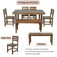 thumbnail image 5 of 6-Piece All-Weather A-cacia Wood Outdoor Dining Set with 60" Table, 4 Chairs & Bench for Patio, Backyard (Brown), 5 of 8
