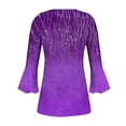 thumbnail image 6 of BRGZLK Short Sleeve Tops For Women Trendy 2026 Boho Floral Print Tunic Shrits Empire Waist Button V Neck 3/4 Bell Sleeve Blouses, 6 of 6