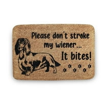 Cheeky Dachshund Doormat - Don't Stroke My Wiener It Bites - Funny Dog Doormat - Sausage Dog , Dog Lover Mat,Home Decor, Welcome Mat,Indoor Doormat,Front Back Door Mat 16”x24”