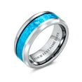 thumbnail image 4 of Bague de Mariage en Titane avec Incrustation d'Opale Bleue Simulée pour Hommes et Femmes, Ton Argenté 8MM, 4 of 4