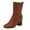 Brown, variant on Ankle Boots for Women Square Toe Retro Leather Fall Winter Dress Short Booties Buckle Strap Zip up Chunky Block Heel Mid Calf Boots