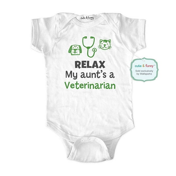 Relax my aunt's a veterinarian - wallsparks cute & funny Brand - baby one piece bodysuit - Great baby shower gift!
