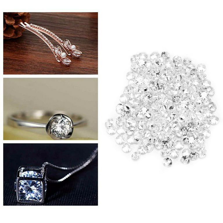 ESTINK Crafts Diamonds,200pcs Fake Diamonds DIY Artificial Transparent  White Loose Diamonds Gems For Men Women Jewelry Crafrt Decoration Gift,Fake