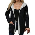 thumbnail image 2 of Hooded Jacket for Women 2025 Fall Winter Color Block Long Sleeve Zip Up Hoodie with Pockets Outerwear, 2 of 7