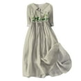 thumbnail image 1 of Kcodviy Robes Style Coréen pour Femmes Robe d'Été Trapèze pour Femmes à Lacets Taille Définie Longue Robe d'Été pour Femmes Robe Chemise Midi Été Femmes Décontractée Été Manches Mi-Longues Tendance Robe Trapèze, 1 of 3