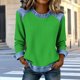 thumbnail image 2 of Camisetas de Manga Larga para las Mujeres Loose Fit Color Sólido Blusa de Cuello Redondo Top Suave Casual, 2 of 6