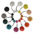 thumbnail image 3 of Jiaroswwei Women's Fashion Rhinestone Balls Navel Button Barbell Body Piercing Belly Ring, 3 of 8