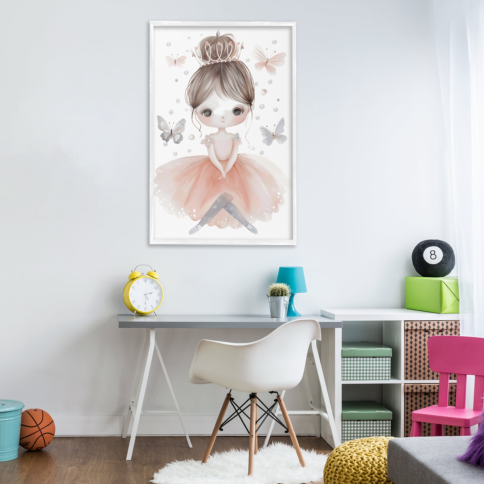 Stupell Industries Sweet Butterfly Fairytale Princess White Framed Giclee Art, design by Creative Studio