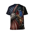 thumbnail image 2 of LAOLIUSN Men’s Patriotic Fishing T-Shirt, American Flag Fish Graphic Tee, 3D All Over Print Short Sleeve Crewneck, 88% Polyester 12% Spandex, S-4XL, 2 of 7