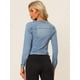 thumbnail image 4 of Chaqueta de mezclilla Allegra K para Mujer Manga Larga Sin Cuello Con Botones Azul Claro L, 4 of 5