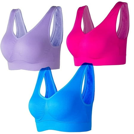 

HHei_K 3-Pack Seamless Sports Bra Wirefree Yoga Bra with Removable Pads for Women