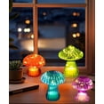 thumbnail image 5 of Glass Mushroom Table Lamp: Set of 4 Colored Small Cute LED Night Light Home Decor for Bedroom Desk - Birthday Gifts for Women, 5 of 7