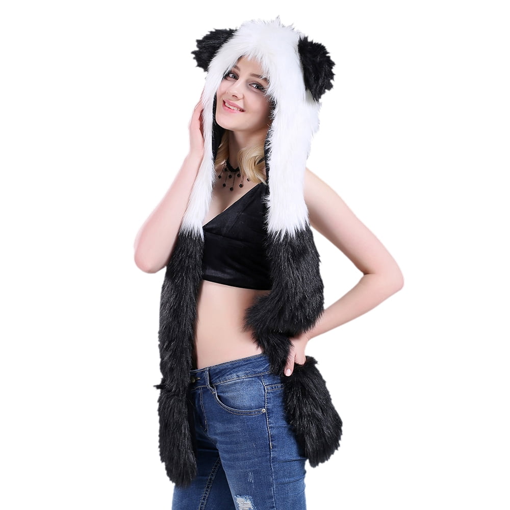 TopTie Animal Hat Hood Scarf with Paws Mittens Gloves for Adults Kids Winter