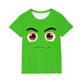 thumbnail image 2 of Blusas y camisas de manga corta con cuello redondo para niños y niñas, color liso, con estampado de expresión linda, manga corta, holgadas y cómodas, blusa para niña, 2 of 6