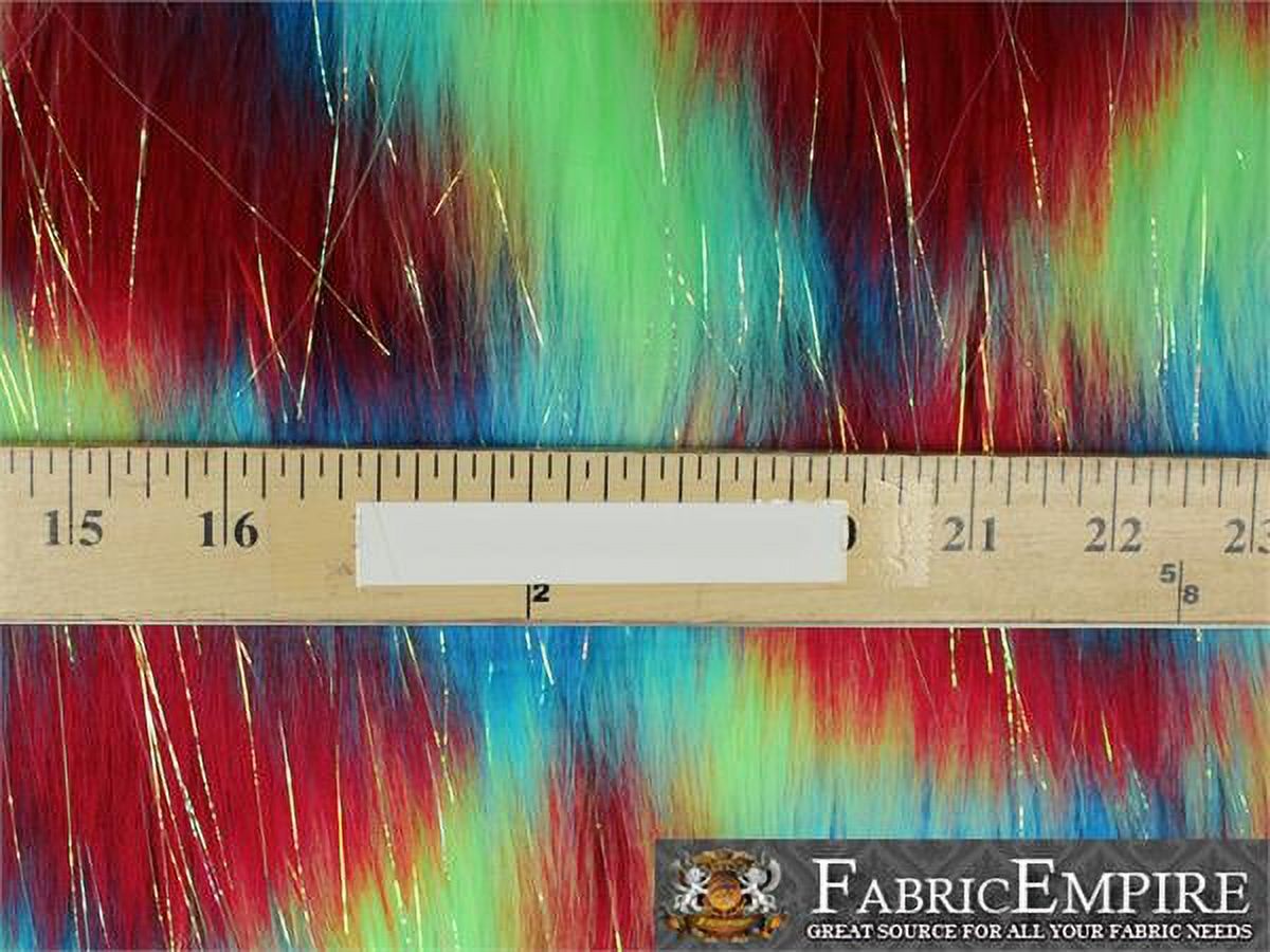 Faux Fur Fabric Long Pile Rainbow SPARKLING Tinsel RED LIME TURQUOISE/ 60" Wide / Sold by the yard
