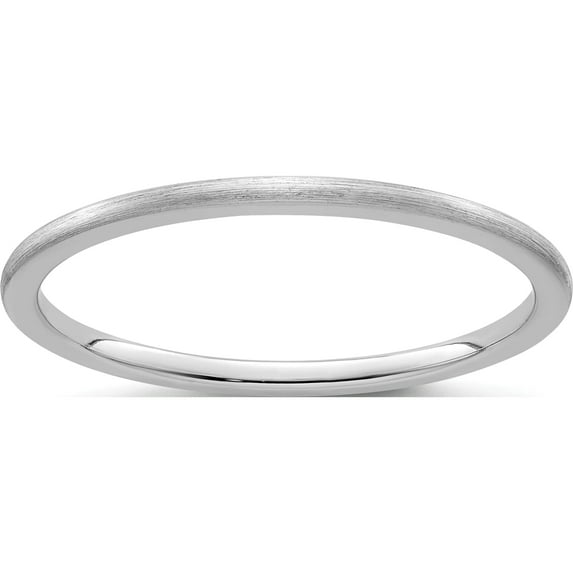 10K White Gold 1.2mm Half Round Satin Stackable Band (Size 5) Made In United States 1stk24-120w-5