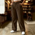 thumbnail image 2 of Oksale Corduroy Dress Pants for Women with Pockets Plus Size Pleated Front Business Casual Pants Loose Straight Leg Pants Officewear Brown M, 2 of 8