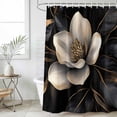 thumbnail image 6 of Black Gold Flower Shower Curtain Set - 48" x 72" Washable Bathtub Curtain with 12 Hooks, Gradient Luxurious Floral Botanical Waterproof Fabric Stall Shower Curtains for Bathroom/Bathtub Décor, 6 of 6
