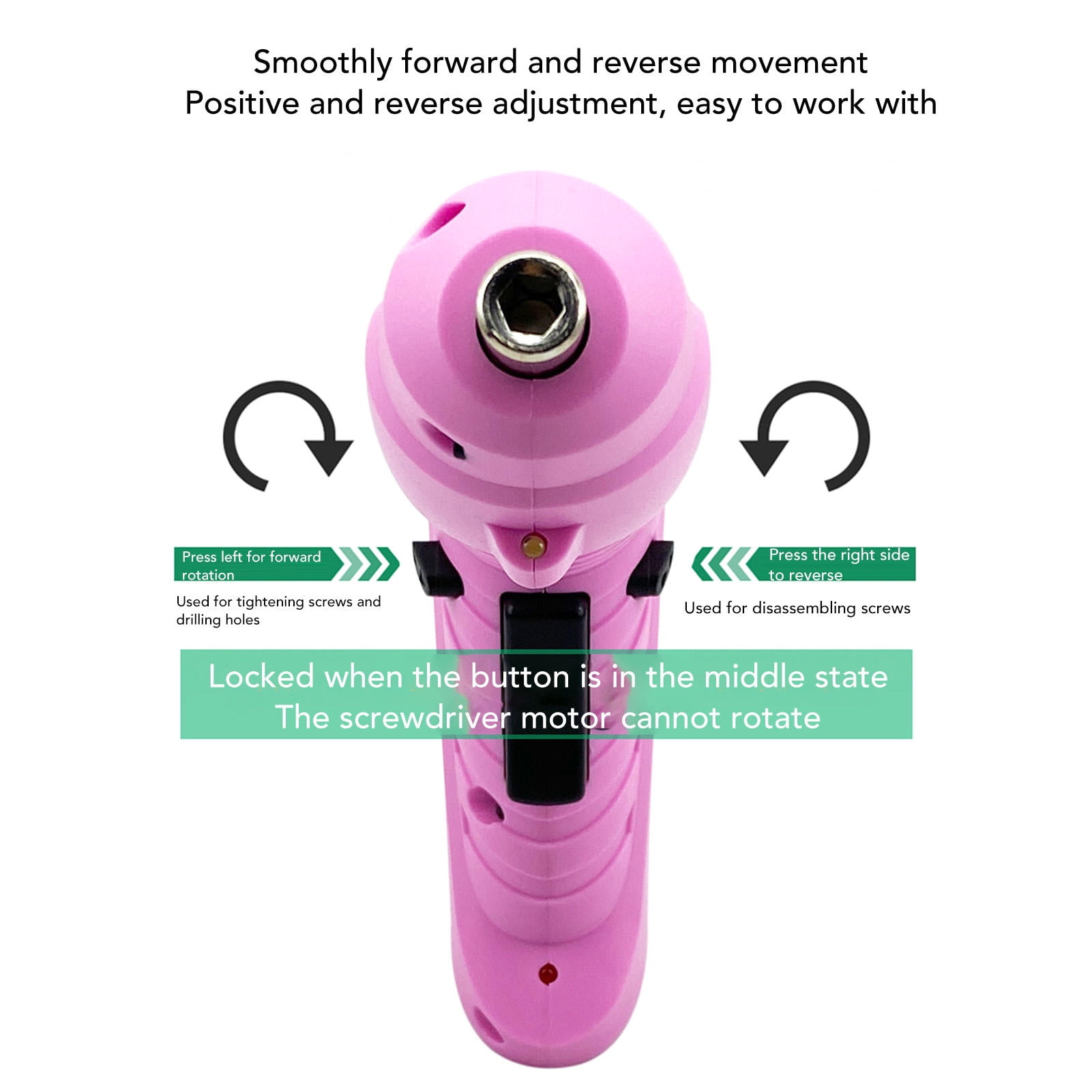 Yajisi Electric Screwdriver Set 48PCS Pink Cordless Power Drill USB Rechargeable 180 Degree Rotatable with LED Light for Home Repair Maintenance 9.8 x 7.5 x 2.8 in