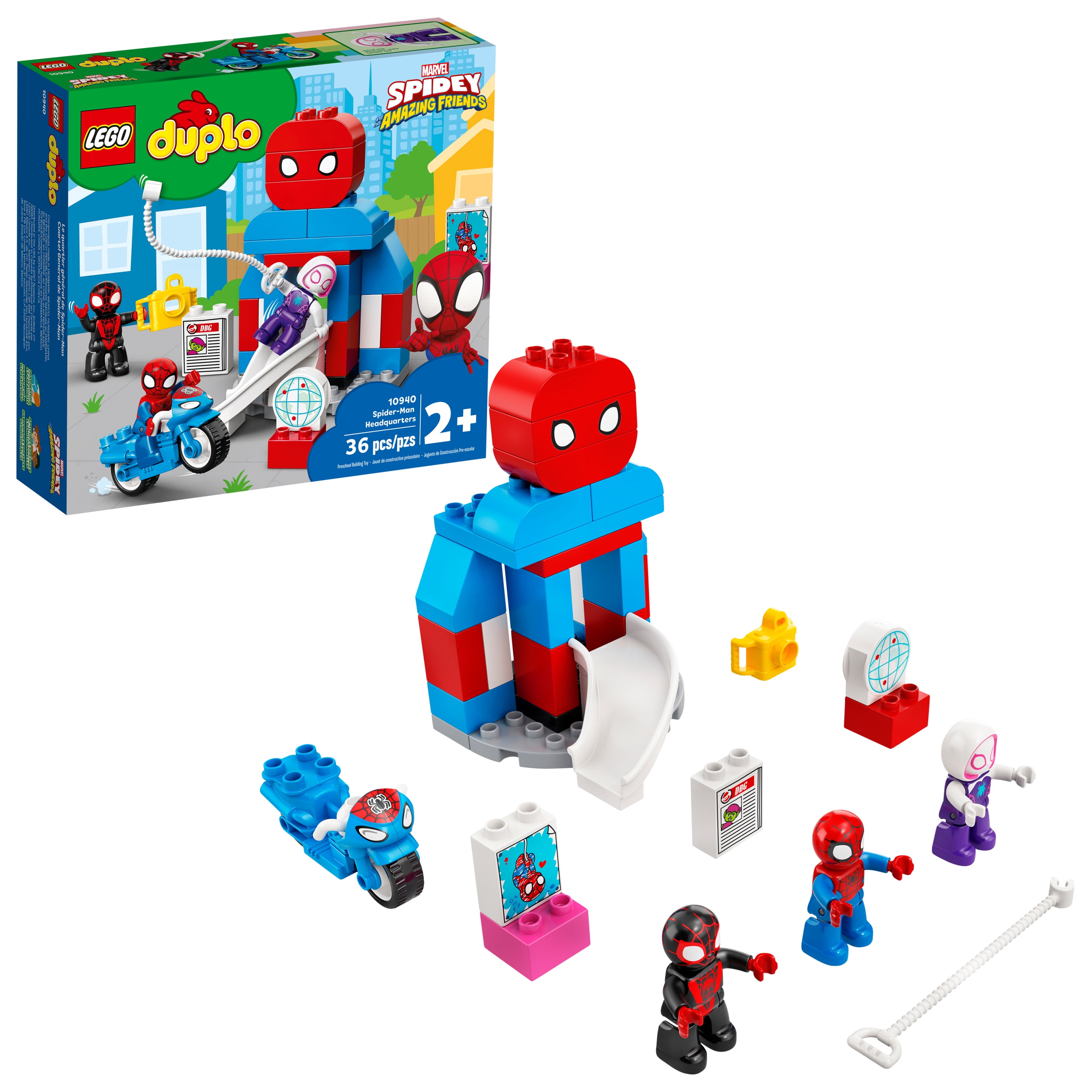 Sammenbrud Rejsebureau hjemmehørende LEGO DUPLO Marvel Spider-Man Headquarters 10940 Building Toy Set (36  Pieces) - Walmart.com