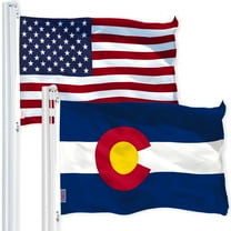 G128 Combo Pack: USA American Flag 3x5 Ft 150D Printed Stars & Colorado State Flag 3x5 Ft 150D Printed