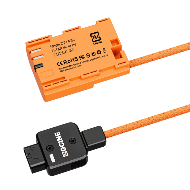 ZGCINE 8.4V Regulated D-TAP to LP-E6NH Dummy Battery with 180° Rotatable Head & Anti-Reverse Indicator Light - Stable Power Supply for Canon R/R5/R6/R5 C/R7/R6 II/5D II III