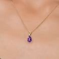 thumbnail image 3 of Gem Stone King 14K Yellow Gold Purple Amethyst and White Created Sapphire Pendant Necklace for Women | 1.76 Cttw | Gemstone February Birthstone | Pear Shape 10X7MM | With 18 inch Chain, 3 of 6