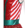 thumbnail image 6 of Hansber Women's Sleeveless Candy Cane Striped Sequin Figure Ice Skating Dress for Holiday Dance Party Wear Red L, 6 of 7