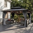 thumbnail image 2 of UDPATIO 10'x12' Hardtop Gazebo, Galvanized Steel Double Roof, Permanent Metal Gazebo for Garden, Outdoor Dining Parties, Grey, 2 of 6