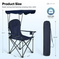 thumbnail image 2 of Sophia & William 2 Pack Folding Camping Chairs with Canopy Shade Portable Outdoor Beach Chairs with Storage Pocket and Cup Holder, Navy, 2 of 10